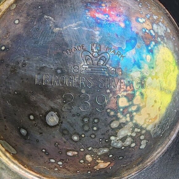 Vintage FB Rogers Silver Co Footed Sugar Bowl With Lid And Creamer Set Rare Find - Picture 10 of 14